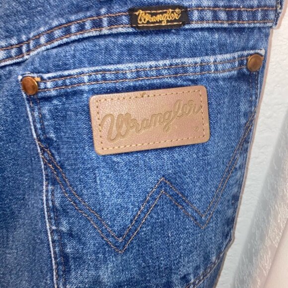 Vintage WRANGLER medium Wash Straight Leg Jeans SZ: 12 (35 x 34) - Picture 1 of 8